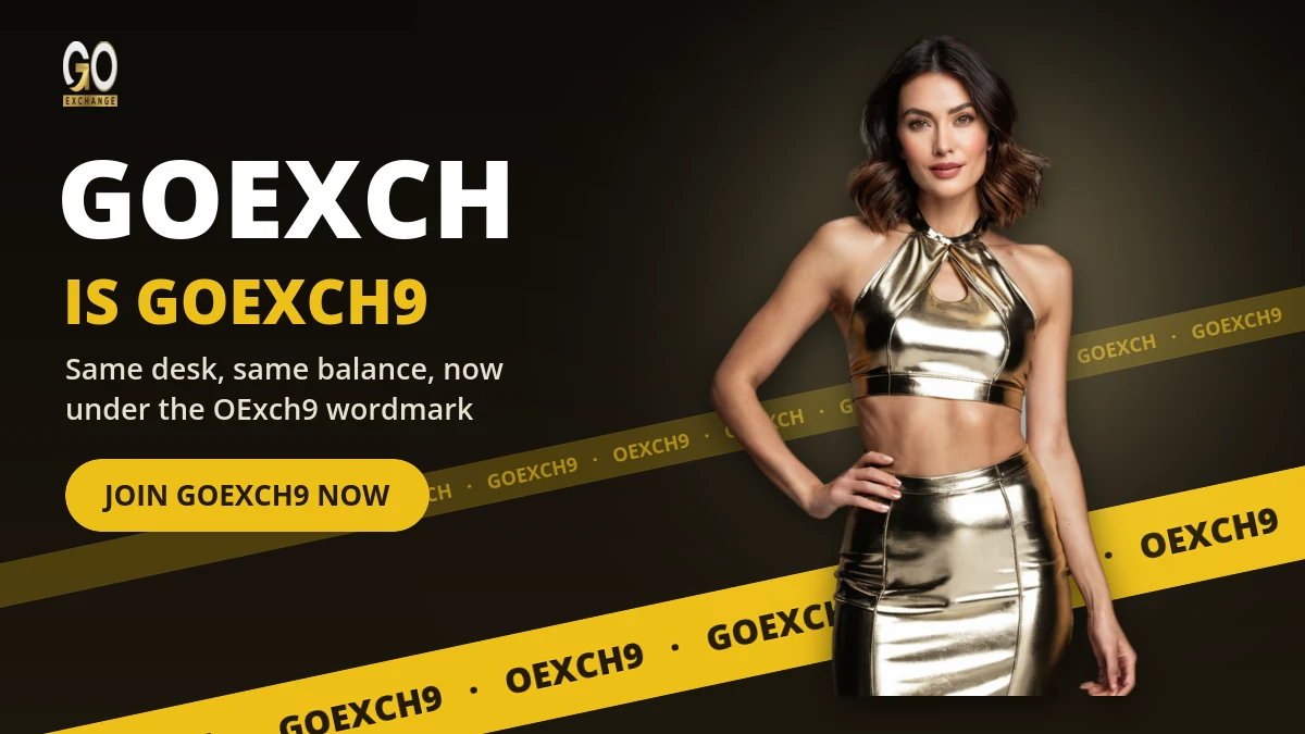 GoExch short name banner showing a welcoming model beside the GoExch9 and OExch9 names
