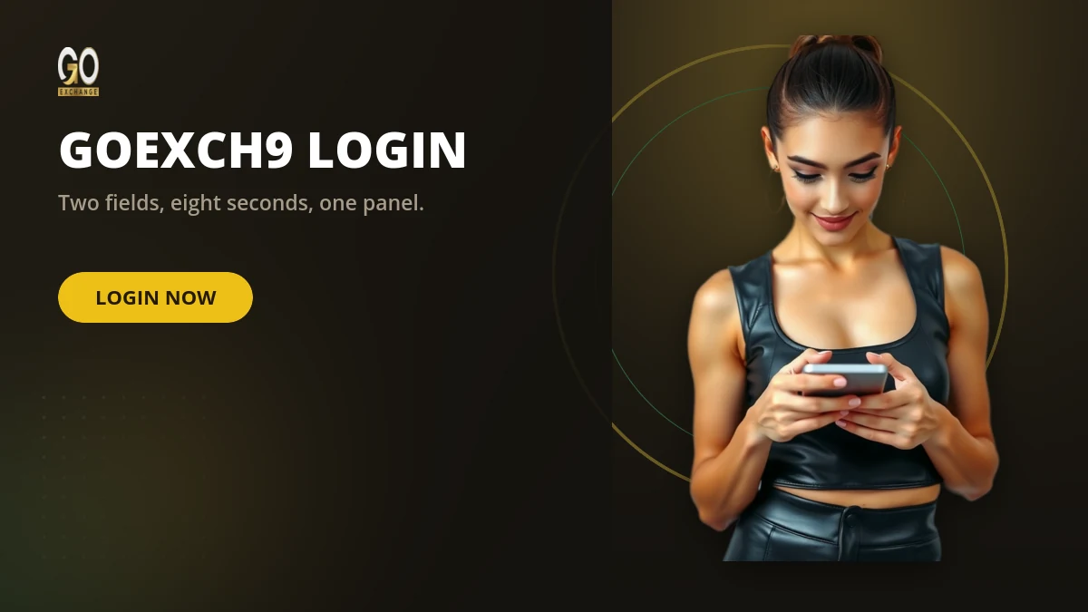 GoExch9 login card showing the username and password fields on a phone